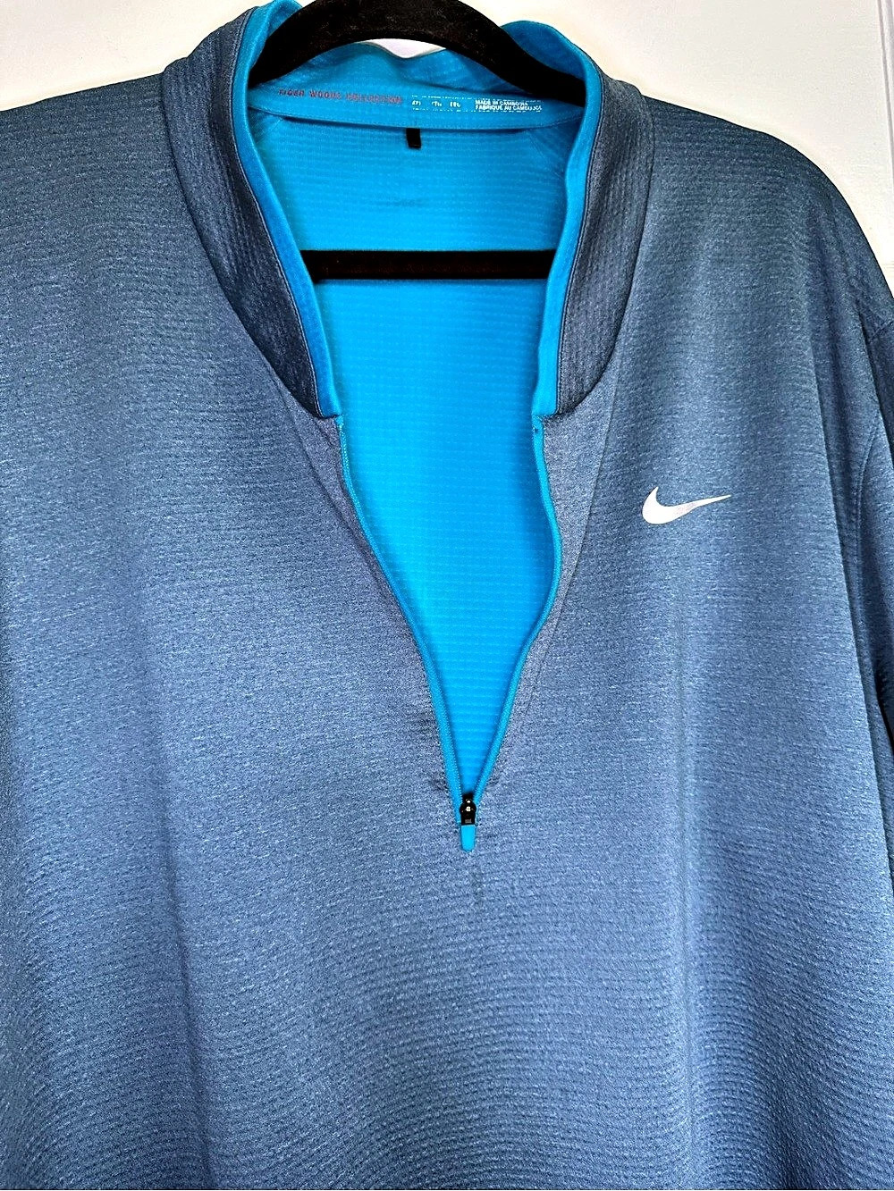 Nike Tiger Woods Collection Dri-FIT Quarter-Zip Golf Pullover Blue XXL - Picture 3 of 16